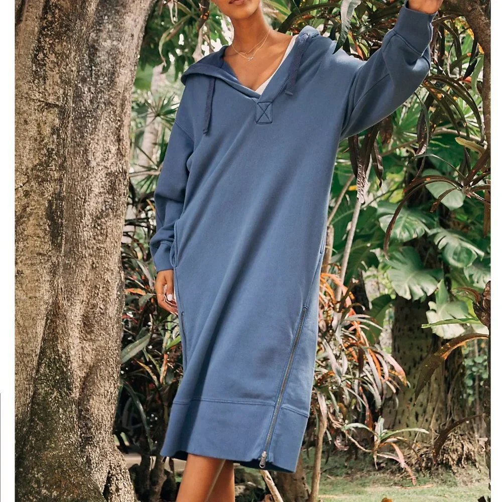 Free People Spur Of The Moment Solid Hoodie - Summer Night - Picture 2 of 5